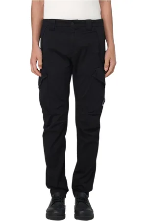 C.P. Company Broeken, Heren, Zwart, L, Groene Cargo Broek Multi Pocket Stijlvol