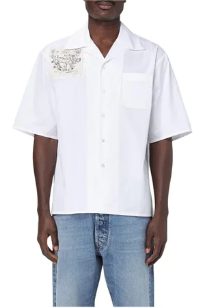 Marni Overhemden, Heren, Wit, L, Hertenprint Shirt Stijlvolle Eigentijdse Look