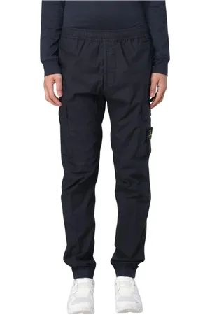 Stone Island Broeken, Heren, Blauw, W31, Stijlvolle Cargo Broek met Zakken