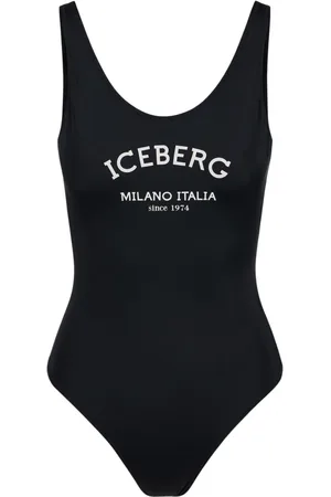 Iceberg Badkleding, Dames, Zwart, M, Zwarte Olympische-stijl badpak met logo