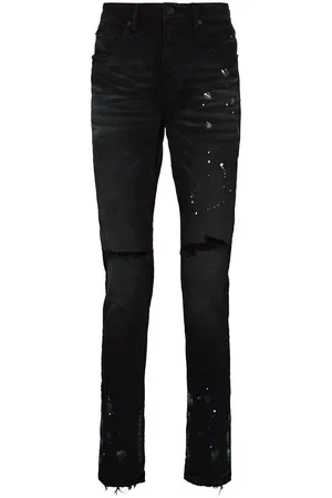 Purple Brand Jeans, Heren, Zwart, W32, Katoen, Zwarte Skinny Paint Splatter Jeans
