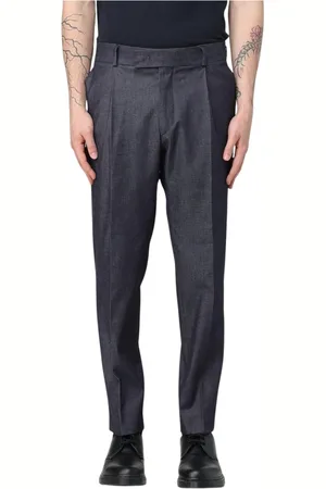 Karl Lagerfeld Broeken, Heren, Blauw, M, Katoen, Geplooide katoenen broek met relaxte pasvorm