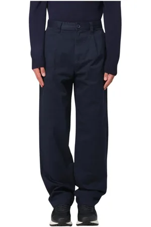 Armani Exchange Broeken, Heren, Blauw, W34, Katoen, Beige Katoenen Broek Stijlvol Ontwerp