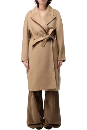 Max Mara Mantels, Dames, Bruin, S, Stijlvolle Teddy Bear Wrap Coat
