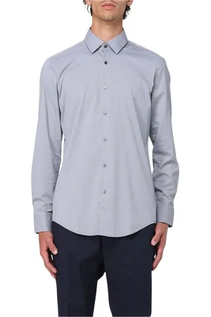 HUGO BOSS Overhemden, Heren, Blauw, XL, Katoen, Klassieke Pasvorm Overhemd Blauw