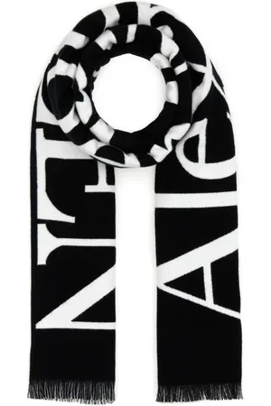 Alexander McQueen Accessoires, Heren, Zwart, ONE Size, Katoen, Zwarte katoenen sjaal en foulard