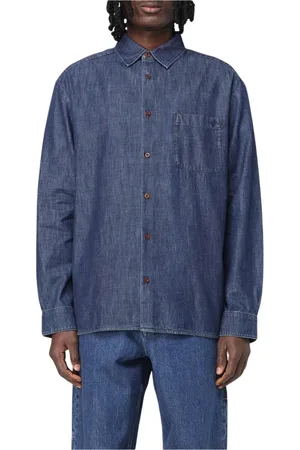 A.P.C. Overhemden, Heren, Blauw, XL, Denim, Blauwe Denim Relaxte Pasvorm Shirt