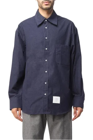 Thom Browne Overhemden, Heren, Blauw, S, Katoen, Blauw Klassiek Overhemd Lange Mouw