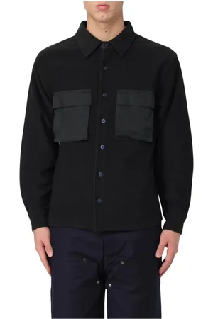 Brain Dead Overhemden, Heren, Zwart, XL, Polyester, Zwarte Werkkleding-geïnspireerde Fleece Shirt