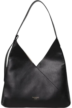 Twin-Set Tassen, Dames, Zwart, ONE Size, Leer, Zwarte Leren Schoudertas Stijlvol Ontwerp