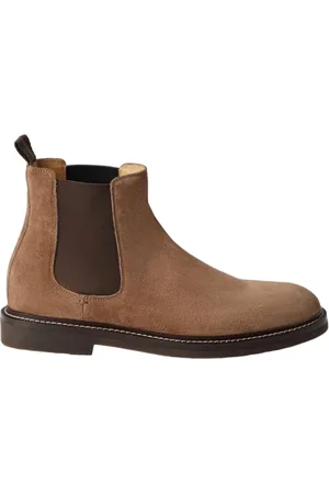 Brunello Cucinelli Schoenen, Heren, Bruin, 40 EU, Leer, Bruine Enkellaarzen voor Mannen