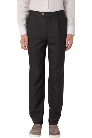 Brunello Cucinelli Broeken, Heren, Bruin, XL, Wol, Grijze Wollen Plooirok