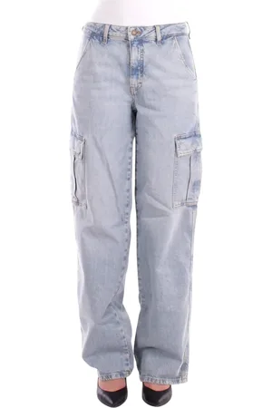 Guess Jeans, Dames, Blauw, W25, Katoen, Logo Achterzak Jeans met Zakken