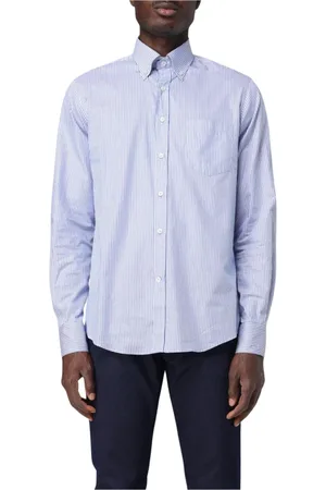 Paul & Shark Overhemden, Heren, Blauw, L, Katoen, Gestreept Oxford Overhemd