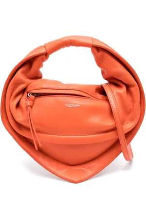 Federico Cina Tassen, Dames, Oranje, ONE Size, Leer, Oranje Handtas met Ritssluiting