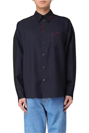 Marni Overhemden, Heren, Blauw, XL, Wol, Blauw Overhemd met Lange Mouwen voor Mannen