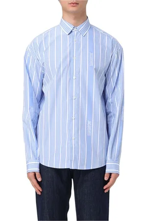 Jacquemus Overhemden, Heren, Blauw, XL, Katoen, Blauw Gestreept Poplin Overhemd