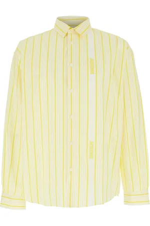 Jacquemus Overhemden, Heren, Geel, XL, Katoen, Gestreept Geel Overhemd met Klassieke Kraag