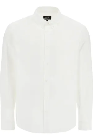 A.P.C. Overhemden, Heren, Wit, M, Katoen, Blauw Relaxte Fit Overhemd