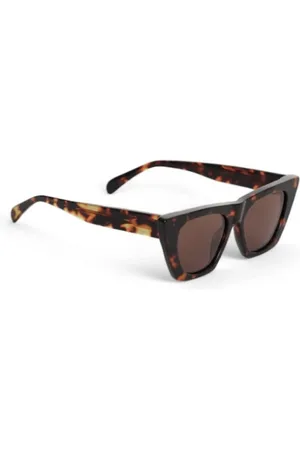 ANINE BING Accessoires, unisex, Bruin, ONE Size, Vierkante hoekige zonnebril met tortoise montuur