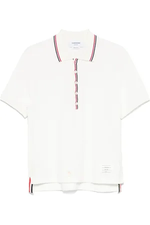 Thom Browne Tops, Heren, Wit, M, Witte Geribbelde Trui met Knoopsluiting