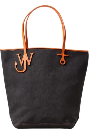 J.W.Anderson Tassen, Dames, Grijs, ONE Size, Leer, Oranje Canvas Tote Tas