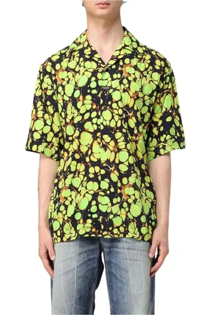 MARTINE ROSE Overhemden, Heren, Groen, L, Groene Marmerprint Shirt