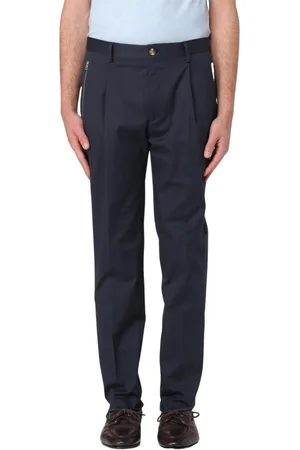 Etro Broeken, Heren, Blauw, XL, Blauwe Geplooide Broek Met Ritszakken