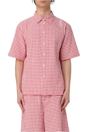 Marni Overhemden, Heren, Rood, M, Katoen, Rood geruite korte mouw overhemd