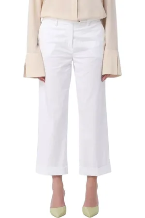 RE-HASH Broeken, Dames, Wit, W31, Witte Wijde Crop Broek