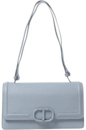 Twin-Set Tassen, Dames, Blauw, ONE Size, Leer, Stijlvolle Leren Schoudertas