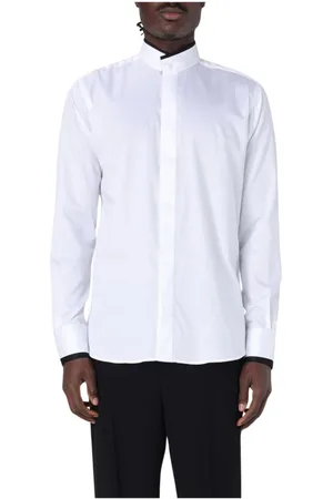 Karl Lagerfeld Overhemden, Heren, Wit, 2Xl, Mandarijn kraag lange mouw shirt
