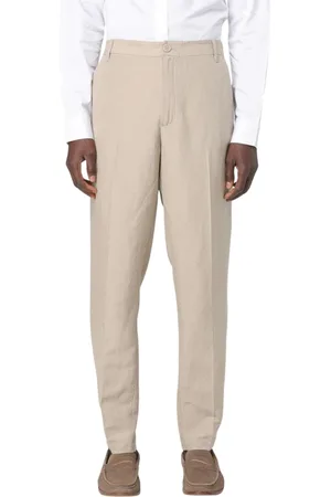 Armani Exchange Broeken, Heren, , W33, Linnen, Blauwe Linnen Casual Broek Stijlvol Modern