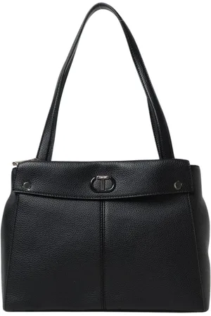 Twin-Set Tassen, Dames, Zwart, ONE Size, Leer, Elegante Zwarte Schoudertas