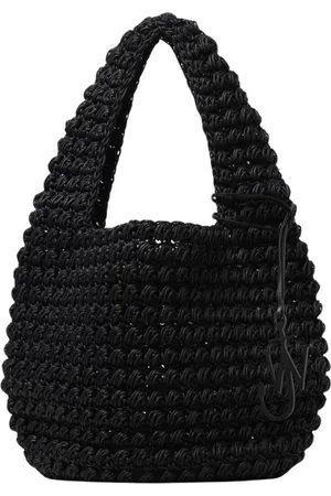 J.W.Anderson Tassen, Dames, Zwart, ONE Size, Gele Gehaakte Anchor Schoudertas
