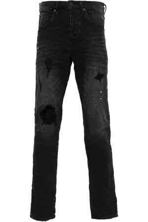 Purple Brand Jeans, Heren, Zwart, W38, Katoen, Zwarte Skinny Jeans met Distressed Details