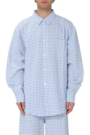 Marni Overhemden, Heren, Blauw, L, Katoen, Blauw geruite overhemd voor mannen