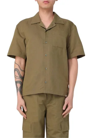 Colmar Overhemden, Heren, Groen, XL, Linnen, Militaire Stijl Korte Mouw Shirt