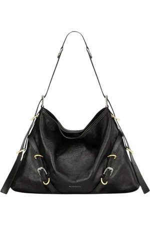 Givenchy Tassen, Dames, Zwart, ONE Size, Leer, Zwarte leren schoudertas met gespen