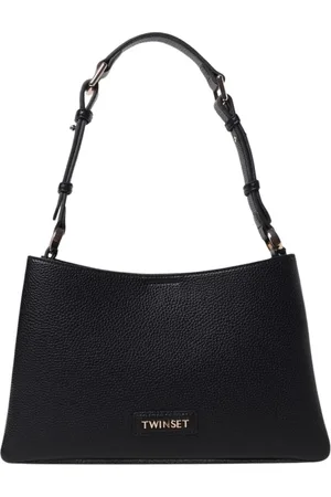 Twin-Set Tassen, Dames, Zwart, ONE Size, Leer, Zwarte leren schoudertas