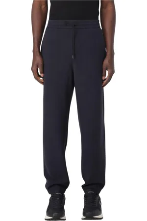 Emporio Armani Broeken, Heren, Blauw, XL, Stijlvolle Beige Joggers voor Mannen
