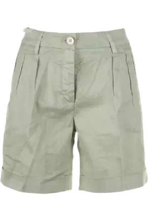RE-HASH Korte broeken, Dames, Groen, W26, Katoen, Groene Bermuda Shorts Stijlvolle Pasvorm