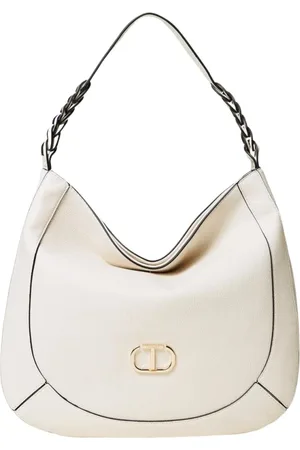 Twin-Set Tassen, Dames, Wit, ONE Size, Leer, Gevlochten Schouder Hobo Tas
