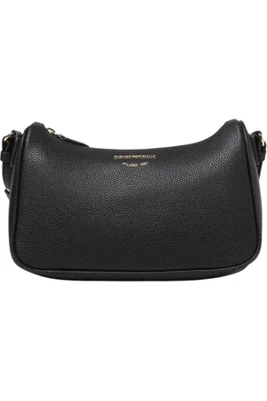 Emporio Armani Tassen, Dames, Zwart, ONE Size, Leer, Zwarte leren crossbody tas