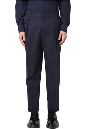 Manuel Ritz Broeken, Heren, Blauw, S, Katoen, Blauwe Geplooide Katoenen Broek