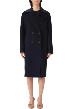 Max Mara Mantels, Dames, Blauw, XS, Wol, Elegante Wollen Jas in Blauw