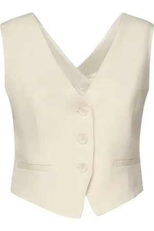 Dondup Jassen, Dames, Wit, S, Witte Jas met Gekruiste Banden op de Rug