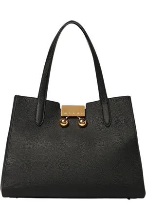 Marni Tassen, Dames, Zwart, ONE Size, Stijlvolle Leren Schouder Tote Tas