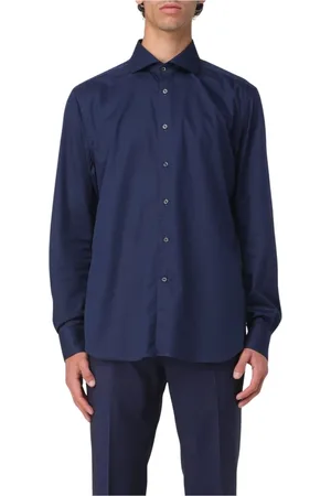 corneliani Overhemden, Heren, Blauw, XL, Katoen, Blauw Katoenen Overhemd
