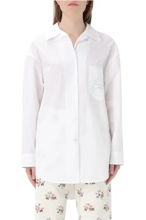 BLUMARINE Blouses & Shirts, Dames, Wit, S, Poplin Shirt met Strass Zak